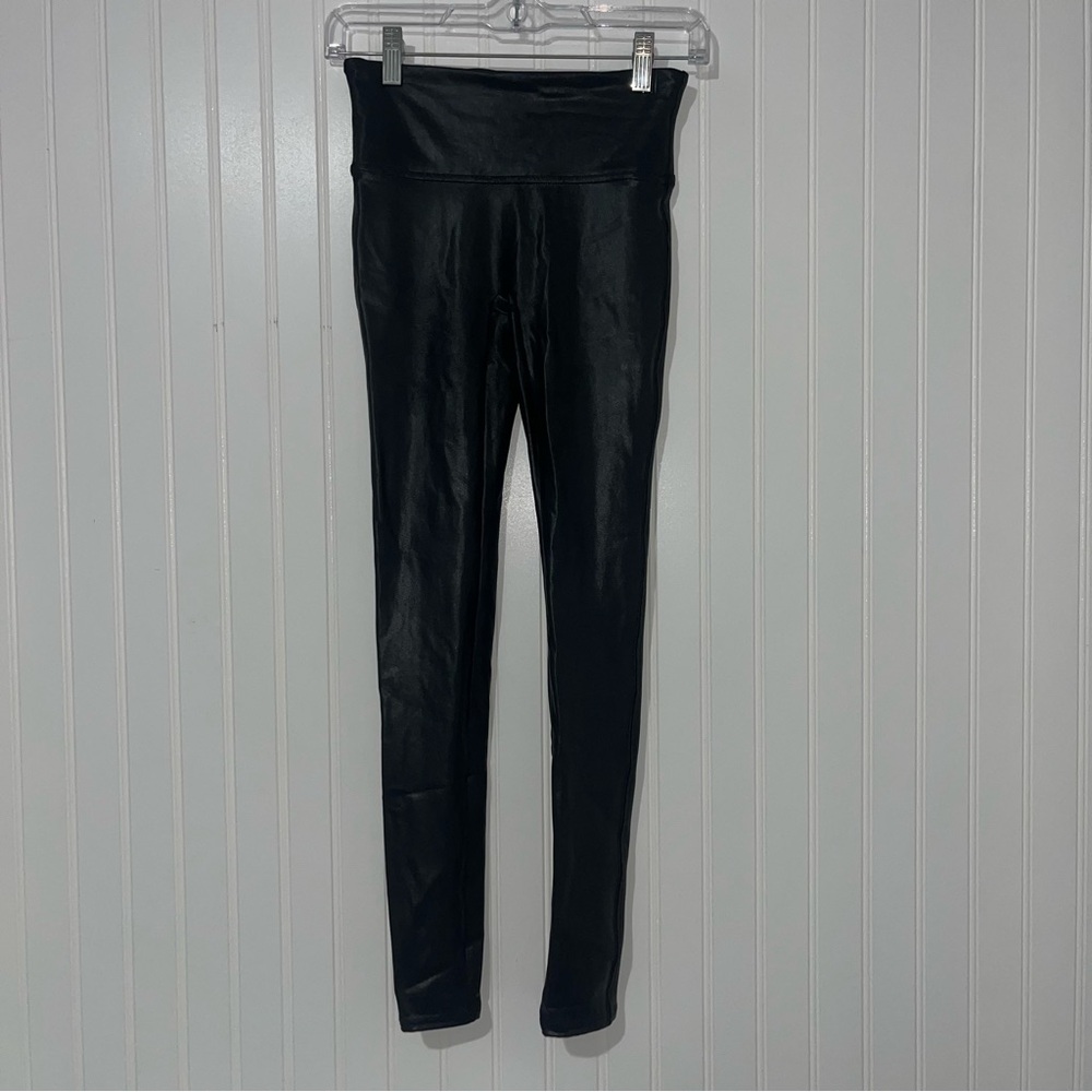 Spanx size small black faux leather leggings